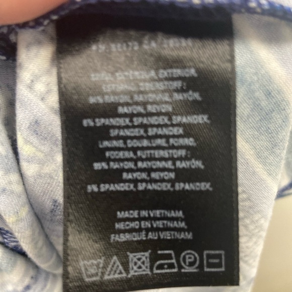 Anthropologie Maeve Small Tamera surplus cap sleeve blue yellow dress $75 - Picture 9 of 10